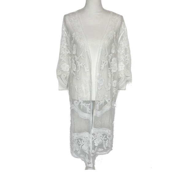 COLLECTION 18 for EXPRESS White Lace Kimono NWT - Picture 9 of 15